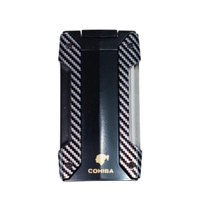 Cohiba Tek Torch Pürmüz Siyah Karbon Desenli Puro Çakmağı (Karışık)