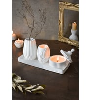 Özel Tasarım Dekoratif Vazo Kokulu Soya Mumluk Ve Tealight Beton Obje Seti Hediyelik Dekor