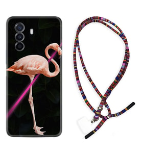 Huawei Nova Y70 Y90 Nova 9 SE  Kılıf Boyun Asklı Rasta Silikon Line Filamingo 1776