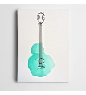 Su Yeşili Gitar Kanvas Tablo