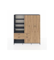 Hyperion Dolap 14 Raflı 4 Çekmeceli 4 Kapaklı 220x44x243 Antrasit-Çam/Çam