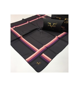 Geometrik Desen Black Seri Twill Eşarp Eşarp Askısı ile Birlikte 90x90 cm Pembe-