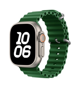 Apple Watch Ultra 49mm Uyumlu Kordon Ocean Silikon Yumuşak Esnek Metal Tokalı Zore KRD-75 Kayış (Koyu Yeşil)