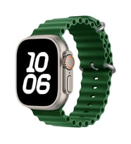 Apple Watch Ultra 49mm Uyumlu Kordon Ocean Silikon Yumuşak Esnek Metal Tokalı Zore KRD-75 Kayış (Koyu Yeşil)
