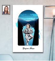 Kişiye Özel Uzay Karikatürlü Ahşap Tablo 30x47 Bayan-3