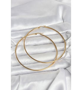 316L Çelik Gold Renk 80 mm Kadın Halka Küpe 5886 - HPSBYI7736-6673