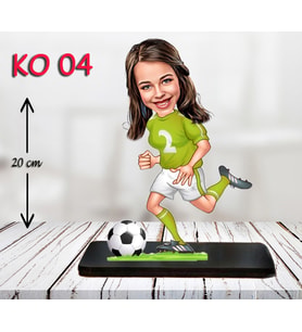 Kişiye Özel Ahşap Biblo - Kız Çocuk Karikatür Biblo - Futbolcu Biblo