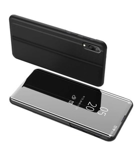 Huawei Y7 Prime 2019 Uyumlu Aynalı Kapaklı Lüx Kılıf (Siyah)