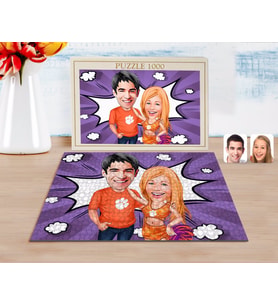 BK Gift Kişiye Özel Sevgililer Karikatürlü 1000 Parça Profesyonel Puzzle-54
