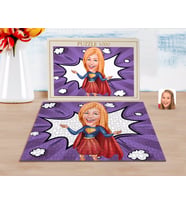 BK Gift Kişiye Özel Süper Girl Karikatürlü 1000 Parça Profesyonel Puzzle-1