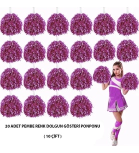 10 Çift ( 20 Adet ) Pembe Renk 23 Nisan 19 Mayıs 29 Ekim Okul Gösteri Ponponları