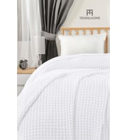 Pamuk Waffle Desen Tek Kişilik Beyaz Pike 160x230