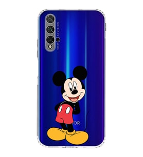 Huawei Honor 20  Kamera korumalı Kapak Mickey Mouse Tasarımlı  Şeffaf Kılıf