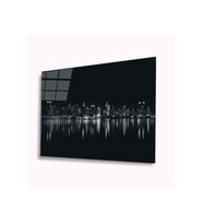 Miyrem Glasses Collection -A1^#  Gece Şehir Manzarası Cam Tablo (Çok Renkli)