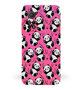 Xiaomi Mi 10T Pro Uyumlu Lansman Kılıf Panda Tasarımlı İçi Kadife Kapak-Neon Pembe (Şeffaf)