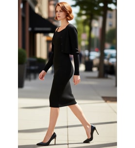 Kadın Bodycon Kesim Düz Triko Elbise Uzun Kollu V Yaka Midi Boy Sonbahar Kış Şıklığı Kaliteli