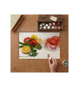 Taze Sebzeler ve Meyveler Tasarımı 240 parça Ahşap Puzzle Ahşap Kutuda MP00382