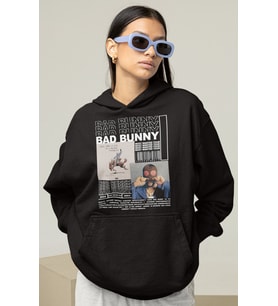 Tasarım Bad Bunny Rapper Baskılı Unisex Oversize Şarkıcı Hoodie