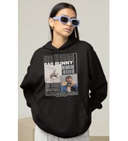 Tasarım Bad Bunny Rapper Baskılı Unisex Oversize Şarkıcı Hoodie