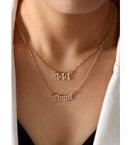 24 Ayar Has Altın Kaplama Çift Zincir Melek Sayısı 444 Angel Gümüş Kolye