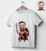 Kişiye Özel Gladyatör Savaşçı Tasarımlı Karikatür Tişört 95 (Beyaz)