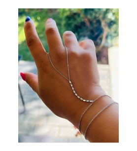 ÖZEL SERİ BİLEKTEN ÇİFT DOLAMALI,BAGET TAŞLI ŞAHMERAN-GÜMÜŞ RENK ACR6930