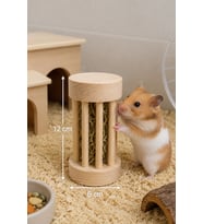 Doğal Ahşap Orta Boy Saman Ot Silindiri -Hamster, Ginepig ve Tavşan Yemliği