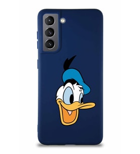 Samsung Galaxy S21 Soft Premier Kapak Donald Duck-A Tasarımlı Silikon Kılıf - Lacivert (Şeffaf)