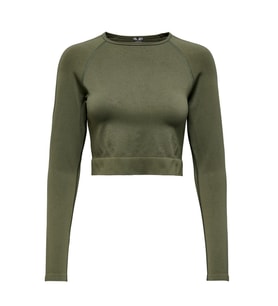 Only Onpjiji Seam Ls Kadn Crop (Haki)