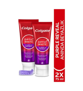 Colgate Optic White Purple Reveal Beyazlatıcı Diş Macunu 75 ml X2 Anında Daha Beyaz Dişler İçin