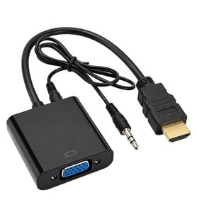 Powermaster PM-32015 Siyah 3.5mm Ses Destekli HDMI to VGA+Audio Dönüştürücü Adaptör