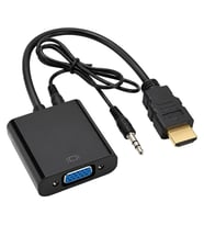 Powermaster PM-32015 Siyah 3.5mm Ses Destekli HDMI to VGA+Audio Dönüştürücü Adaptör