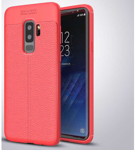 Samsung Galaxy S9 Plus Kılıf Deri Tarzı Niss Silikon Case (Kırmızı)