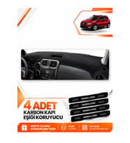 DACIA SANDERO STEPWAY (2015-2021) Uyumlu Ön Torpido Koruma Kılıfı Halısı - Siyah