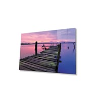 Gün Batımı İskele Cam Tablo 4mm Dayanıklı Temperli Cam Sunset Pier Glass Wall Art (Çok Renkli)