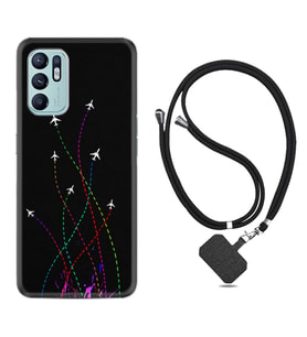 Oppo Reno 6 Kılıf Silikon Boyun Askılı İpli Desenli Silikon Line Planet 1736