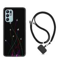 Oppo Reno 6 Kılıf Silikon Boyun Askılı İpli Desenli Silikon Line Planet 1736