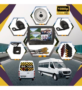 Kayıtlı Servis Okul Taşıtları 4 Lü Kamera 7 Inç Monitör Full Set 256 Gb Sd Kart Desteği + 1 Dome Kamera