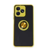 Realme C53 Kılıf Montreal Yüzüklü Silikon Kapak - Sarı