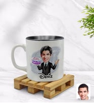 BK Gift Kişiye Özel Erkek Doğum Günü Karikatürlü İçi Siyah Renkli Kupa Bardak Model 2