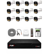 FURY 12 Kameralı Güvenlik Kamera Seti 4 Warm LED Gece Renkli Görüş 500 GB HDD