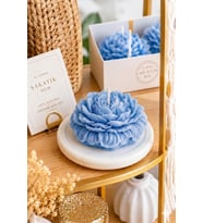 Şakayık 3'lü Mum - Mumelia Candles Doğal Soya, El Yapımı, Dekoratif - Buz Mavisi