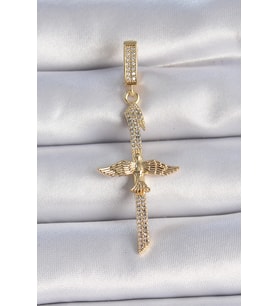 Pirinç Gold Renk Zirkon Taş Detaylı Elif Model Anka Kuşu Figür Ajda Charm 5886 - HPSBYI1212-89
