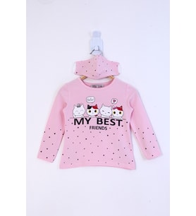 Toontoy Kız Çocuk My Best Friends Baskılı Tişört (Açık Pembe)