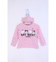 Toontoy Kız Çocuk My Best Friends Baskılı Tişört (Açık Pembe)