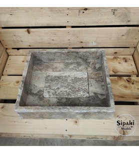 Gümüş Traverten Gizli Giderli Lavabo