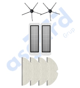 ROBOROCK  S50 – S55 –S5 MAX – S6 – S6 MAXV Uyumlu 2 Yan Fırça 2 Filtre 4 Mop PKT-iasgf0000706