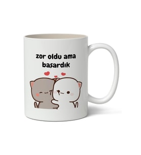 Zor Oldu Ama Başardık Baskılı Kupa Bardak Baskılı Kahve Kupa Bardak