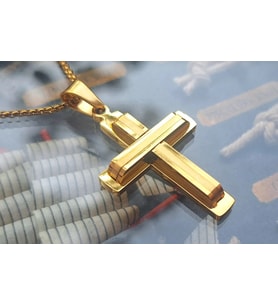 voyageaccessory İki Renk Seçenekli Paslanmaz Çelik Haç Kolye (Sarı Altın)