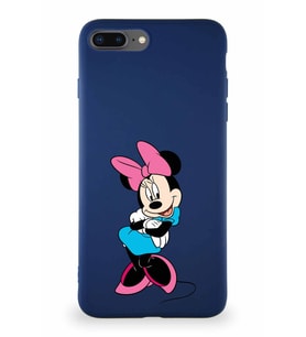 Apple iPhone 8 Plus Soft Premier Kapak Minnie Mouse-D Tasarımlı Silikon Kılıf - Lacivert (Şeffaf)